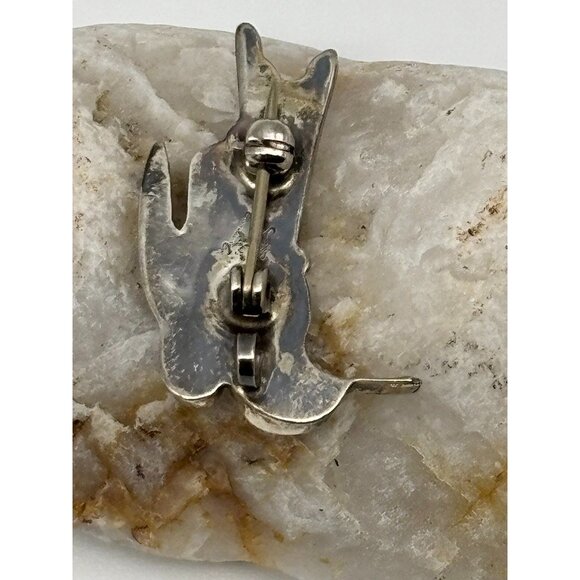 Zuni Eva Etsate Hummingbird Pin Pendant Mother of Pearl Red Coral Onyx Turquoise - Picture 7 of 10